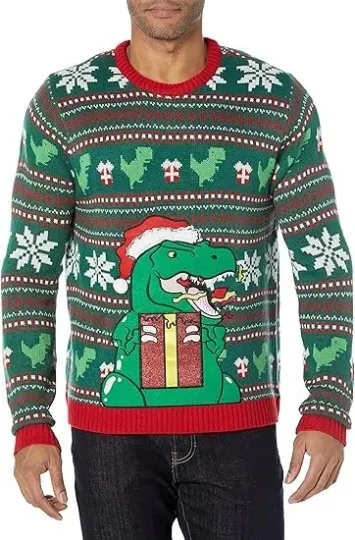 Discover Dinosaur Santa Christmas Sweater - Funny Holiday Sweater, Sizes S-5XL