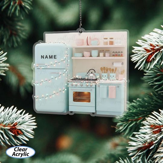 Discover Custom Pastel Kitchen Christmas Ornament, Personalized Name Chef Ornament, Cooking Room Ornament For Tree, Holiday Gifts For Cooks, MYD041