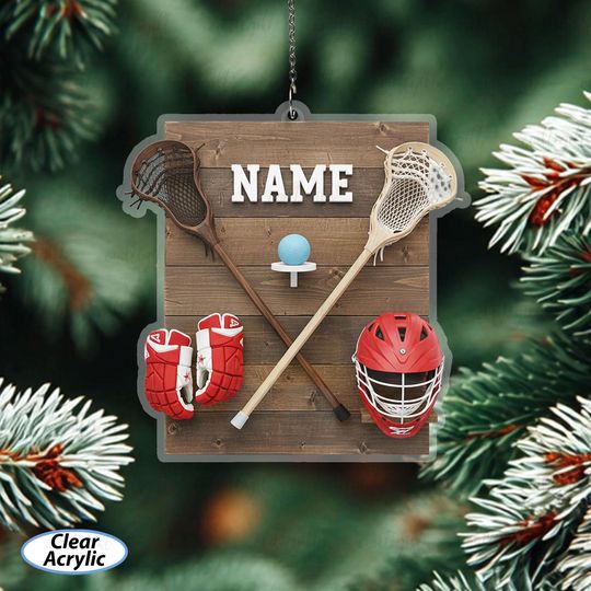 Discover Custom Lacrosse Christmas Ornament, Lacrosse Helmet And Gloves Ornament, Unique Lacrosse Tree Decor, Holiday Gift For Player Or Coach,MYD046