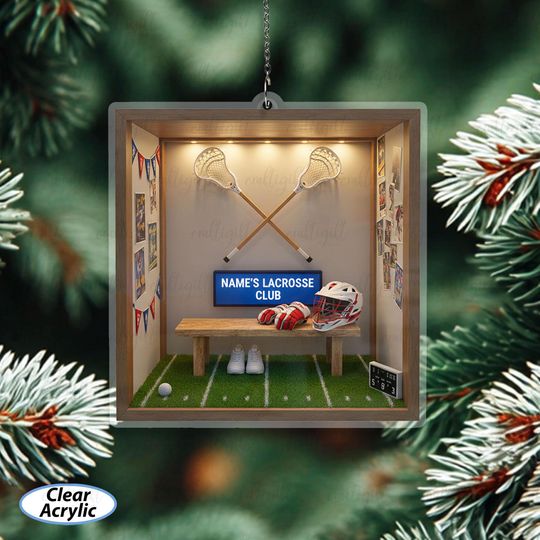 Discover Personalized Name Lacrosse Club Ornament, Lacrosse Team Christmas Ornament, Lacrosse Helmet And Gear Ornament, Lacrosse Room Decor, MYD047