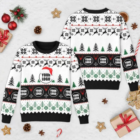 Custom Black and White Christmas Sweater – Personalized Ugly Xmas Jumper
