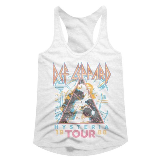 Def Leppard Hysteria88 White Junior Women's Racerback Tank Top
