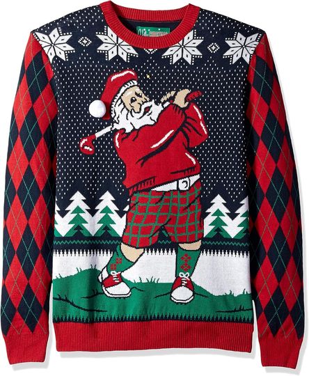 Discover Ugly Christmas sweater men's golf knitted long sleeved pullover fun and novel party sweater