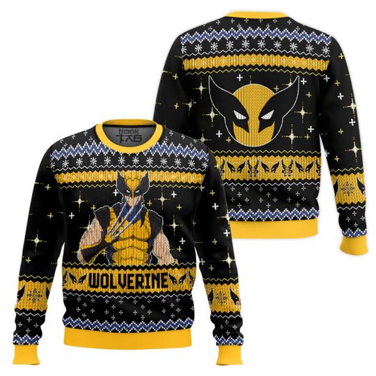 Wolverine Marvel Superhero Christmas Ugly Sweater Men S Winter Round Neck Pullover Fashionable Trend Cool Street Hip Hop