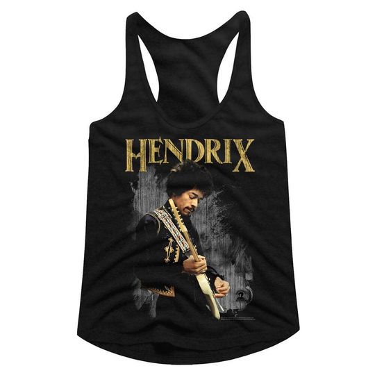 Jimi Hendrix Black Junior Women's Racerback Tank Top