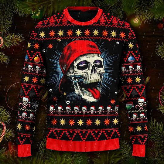 Discover Christmas Ugly Sweater Cosplay Santa Claus Pet Anime Cartoon Skull Vintage 3DPrint Harajuku Winter Pullover Funny Long Sleeves 0