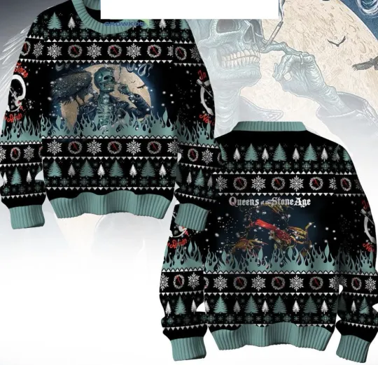 Queen Of Stone Age Death And Love Christmas Ugly Sweater TS803