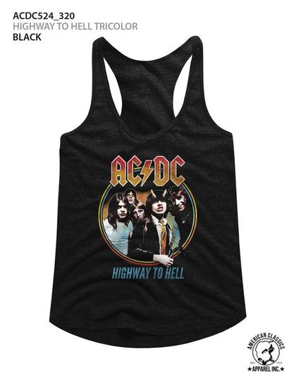 Discover AC-DC Highway To Hell Tricolor Black Junior Women's Racerback Tank Top T-Shirt