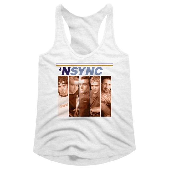 NSYNC Boxes White Women's Racerback Tank Top