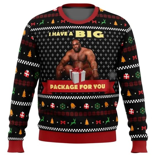 Discover New Big Package Barry Wood Meme Ugly Christmas Sweater Spring Autumn Men's Pullover Top Fashion Couple Crew Neck Sweatshirt