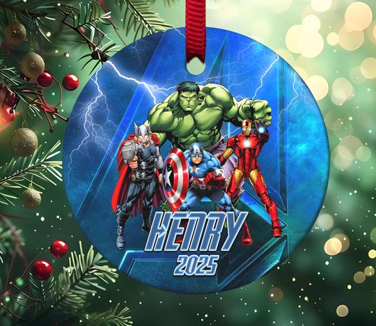 Discover Personalized Avengers Christmas Ornaments, Custom Marvel Ornaments, Superhero Christmas Ornament, Boys Ornament, Ceramic Ornament NGWD07