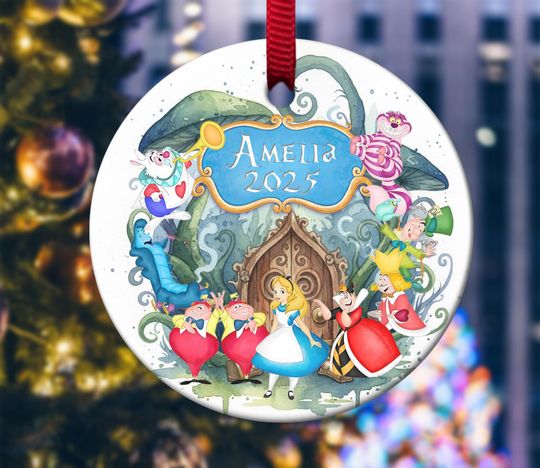 Discover Personalized Alice in the Wonderland Christmas Ornament, Alice Family Customized 2025 Christmas Tree Decor, Fairy Xmas Gift for Kid NGWK23