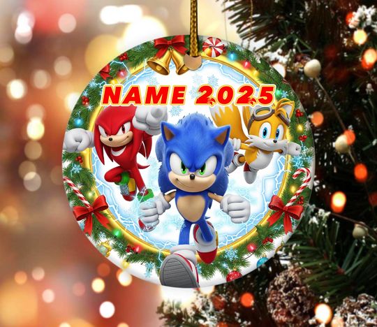 Discover Personalized Sonic Christmas Ornament, Sonic The Hedgehog Ornament, Sonic And Friends Gift, Custom Name Sonic 2025 Ceramic Ornament C1IE24
