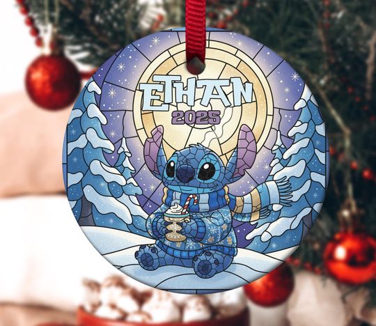 Personalized Stitch Christmas Ornament, Customized Stitch 2025 Christmas Tree Decor Gift