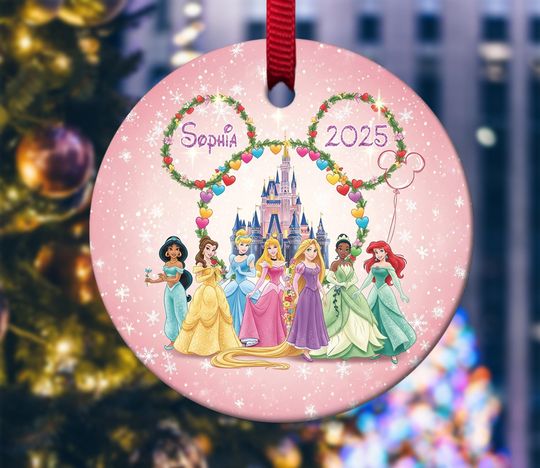 Discover Personalized Disney Princess Christmas Ornament, Princess Party Customized 2025 Christmas Tree Decor, Princess Lover Xmas Gift C1LK20