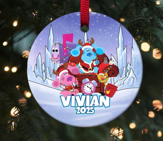 Personalized Blues Clues Christmas Ornament, Custom Ceramic Ornament, Cute Puppy Holiday Keepsake