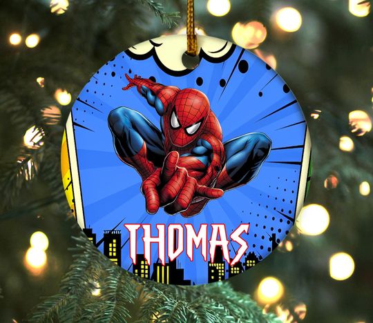 Discover Personalized Spider Christmas Ornament, Custom Super Spider 2025 Christmas Tree Decor, Superhero Xmas Gift For Kid, Holiday Ornament BYJS06