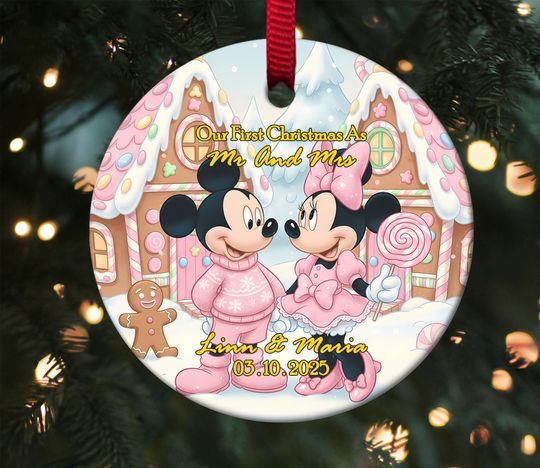 Discover Personalized Married Couple Ornament,Custom Mickey Minnie Couple Ornament,Disney Couple Gift,Wedding Gift,First Christmas Ornament G5O107-5