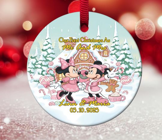 Discover Personalized Married Couple Ornament,Custom Mickey Minnie Couple Ornament,Disney Couple Gift,Wedding Gift,First Christmas Ornament G5O107-3