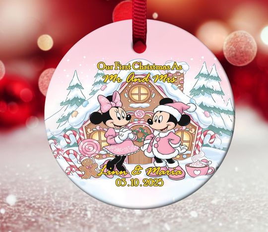 Discover Personalized Married Couple Ornament,Custom Mickey Minnie Couple Ornament,Disney Couple Gift,Wedding Gift,First Christmas Ornament G5O107-2