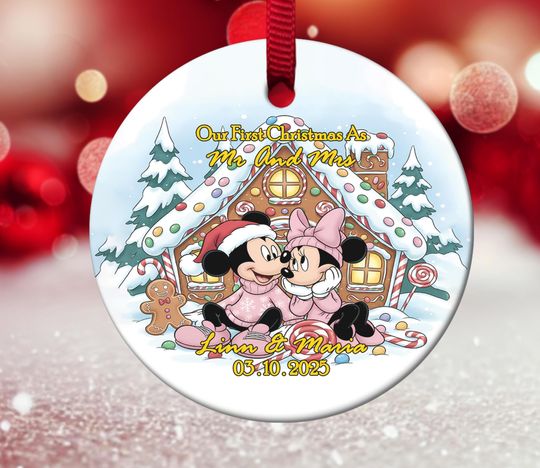 Discover Personalized Married Couple Ornament,Custom Mickey Minnie Couple Ornament,Disney Couple Gift,Wedding Gift,First Christmas Ornament G5O107-1