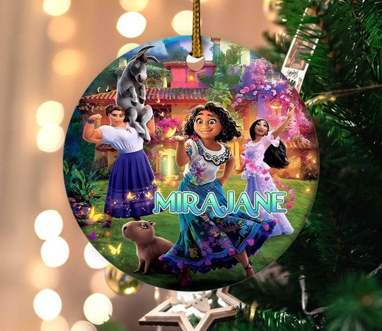 Personalized Magical Land Movie Ceramic Christmas Ornament, Encanto Madrigals Girl Character 2025 Christmas Tree Decor