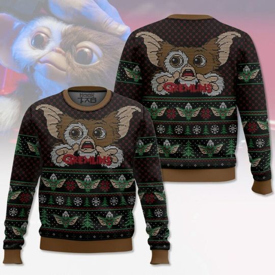 Gizmo Gremlins Ugly Christmas Sweater Funny Holiday Party Pullover Warm Cozy Plus Size Sweaters for Men Women Xmas Gift 2026