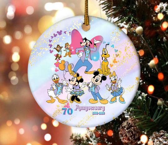 Discover Mickey and Friends Disneyland 70th Anniversary Ornament, 70 Years Of Magic Celebrate Happy Disneyland 2025 Ornament C1JF09