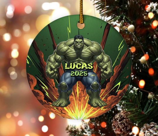 Personalized Hulk Ceramic Ornament, Incredible Hulk Inspired Ornament, Avengers Inspired Ornament, Custom Name Hulk Xmas 2025 Gift