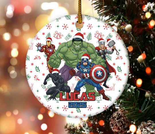 Discover Personalized Marvel Avengers 2025 Ornament Custom Avengers Christmas Ornament Heroes Ornament 2025 Xmas Ornaments Gift C1JF07