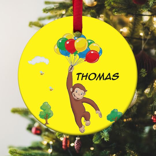 Curious George Christmas Ornament Kids Christmas Ornament Curious George Christmas Ornament Personalized Christmas Ornament