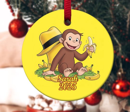 Curious George Christmas Ornament-First Christmas Ornament-Christmas Ornament-Curious George Ornament-Custom Name Curious George Gift