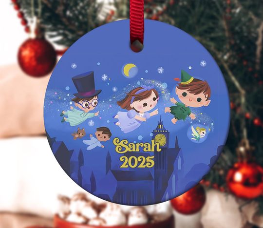Personalized Peter Pan Ornament, Peter Pan Christmas Ceramic Ornament, Peter Pan Xmas 2025 Gift, Tinker Bell, Kid Christmas Ornament C1IY25