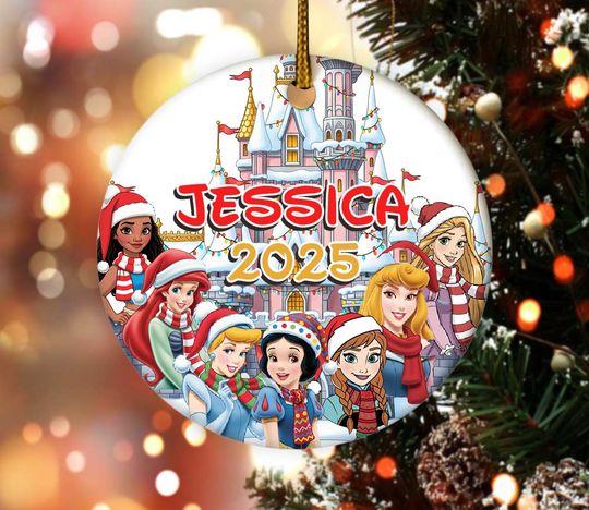 Discover Personalized Princesses Ornament, Elsa Snow White Ariel Xmas Ornament Fan Gift, Customized Christmas Tree Decor Gift For Kid C1IX11