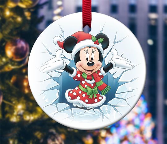 Discover Christmas Disney Minnie Ornament, Christmas Tree Ornament, Disneyland Ornaments, Disney Trip Ornament, Holiday Gift Idea,Xmas Gifts G5NO06-6