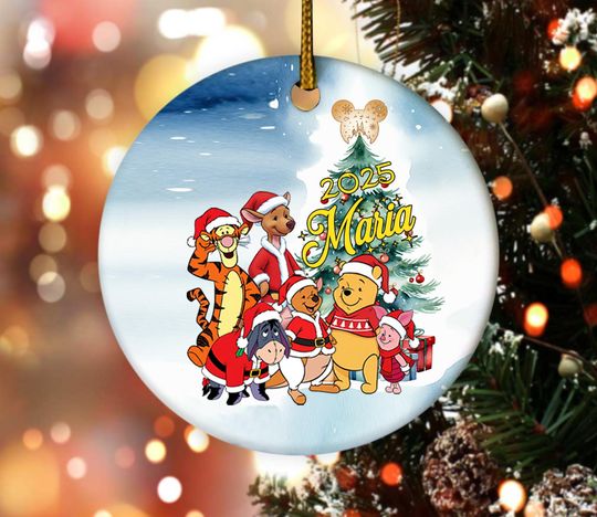 Discover Custom Winnie The Pooh Ornament, Baby First Christmas 2025 Ornament, Disney Pooh And Piglet Ceramic Ornament, Disneyworld Xmas Tree C1IG17