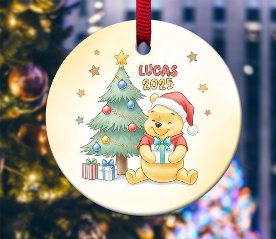 Discover Custom Name Winnie The Pooh Ornament, Baby First Christmas 2025 Ornament, Disney Pooh And Piglet Ornament, Disneyworld Xmas Tree C1IC23