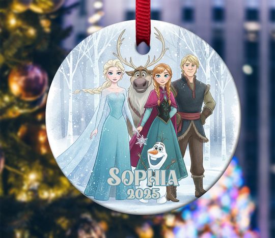 Discover Personalized Elsa Anna Olaf Christmas Ornament, Disney Frozen Christmas Tree Decor, Frozen Christmas Gift,Princess Christmas Ornament NGWC18