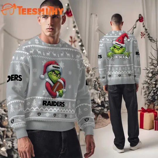 Las Vegas Raiders football Team Color funny character Ugly Christmas Sweater