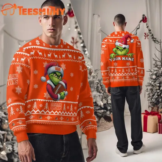 Discover Clevel@nd Br0wns football Team Color funny character Ugly Christmas Sweater