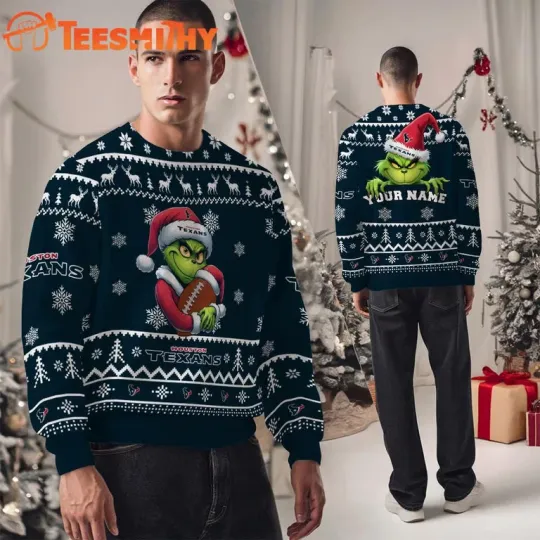 Discover H0ustn Tex@ns football Team Color funny character Ugly Christmas Sweater