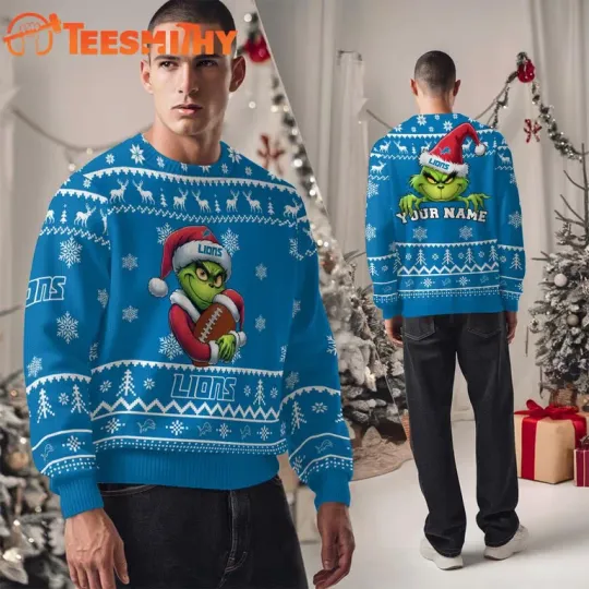 Discover Detr0!t L!ons football Team Color funny character Ugly Christmas Sweater