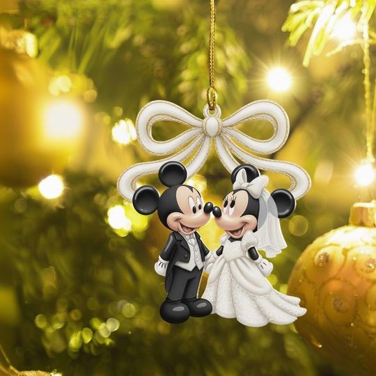 Discover Personalized Mickey Minnie Wedding Ornament, Custom Bride Groom Acrylic Decor, Disney Engagement Gift, Our First Christmas Married Keepsake