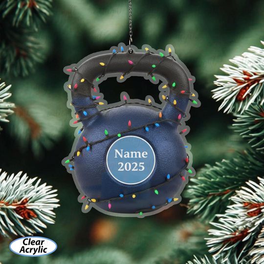 Discover Kettlebell Christmas Ornament Customized, Kettlebell Holiday Ornament With Lights, Weightlifting Xmas Decor, Fitness Gift For Him Her,MYD038