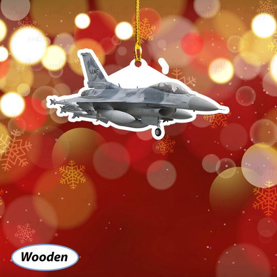 Custom Fighter Jet Ornament With Name, Air Force Christmas Ornament, Jet Fighter Xmas Tree Decoration, Military Pilot Holiday Gifts, MYD027