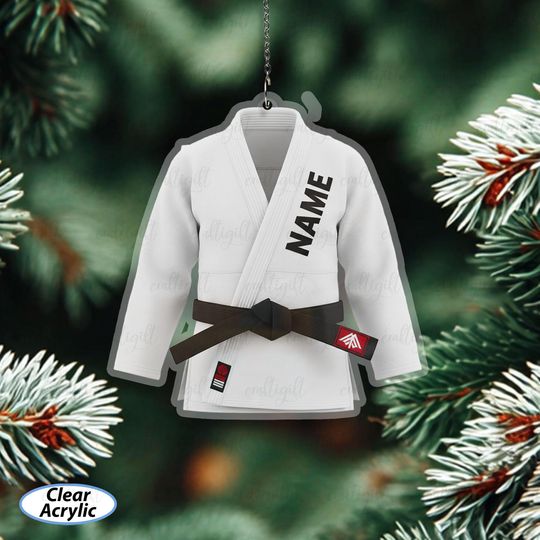Personalized Name Karate Gi Ornament, Martial Arts Holiday Ornament, Karate Uniform Christmas Keepsake, Karate Black Belt Gift Idea, MYD034