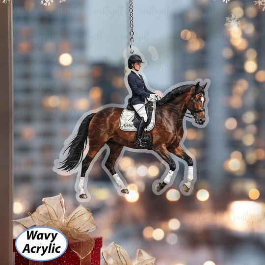 Discover Jockeying Ornament With Personalized Name, Custom Equestrian Ornament, Horse Lovers Christmas Decoration, Dressage Trainer Gift Idea, MYD033