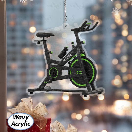 Discover Exercise Bike Ornament Customized Name, Cycling Workout Christmas Ornament, Exercise Enthusiast Ornament, Unique Gym Lover Gift Idea, MYD022