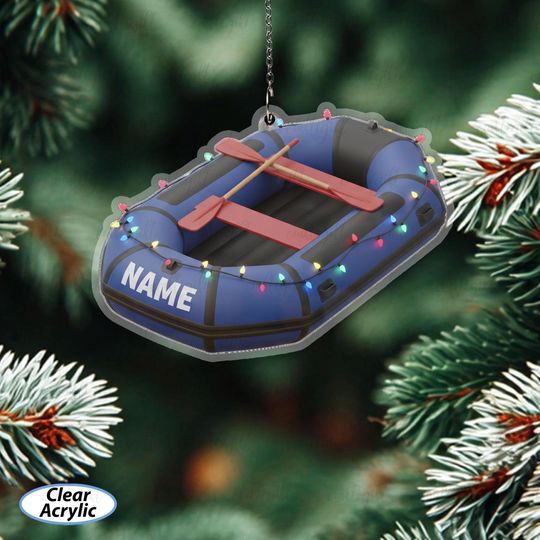 Discover Inflatable Boat Ornament With Festive Lights, Custom Raft Ornament With Name, Unique Boater Tree Keepsake, Adventure Holiday Gifts, MYD021