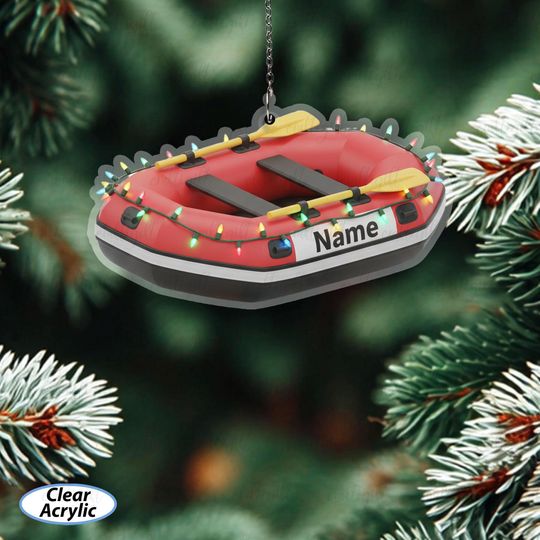 Discover Custom Name Inflatable Boat Ornament, Rafting Christmas Ornament For Tree, Boating Lovers Ornament, Water Sports Holiday Decoration, MYD020